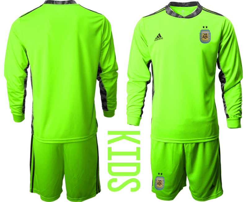 Cheap Youth 2020-2021 Season National team Argentina goalkeeper Long sleeve green Soccer Jersey1